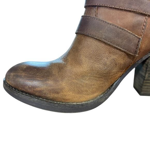 Steve Madden Raleighh Cognac Leather High Chunky Heel Boots Booties Shoes sz 8 - Picture 4 of 16